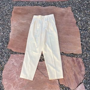 Vintage 70s pale yellow pleated high waisted pants
